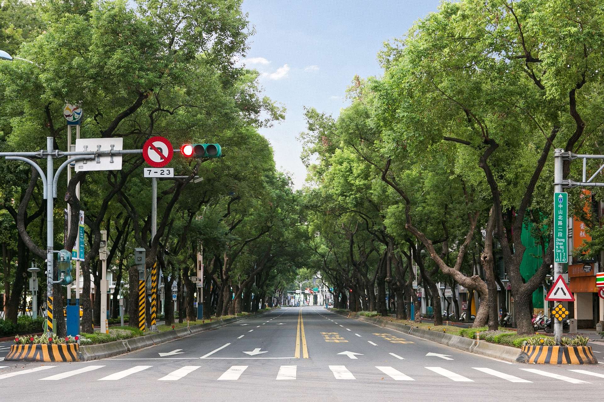 ambaTaipei Zhongshan Hotel on tree-lined Zhongshan North Road near Zhongshan Station